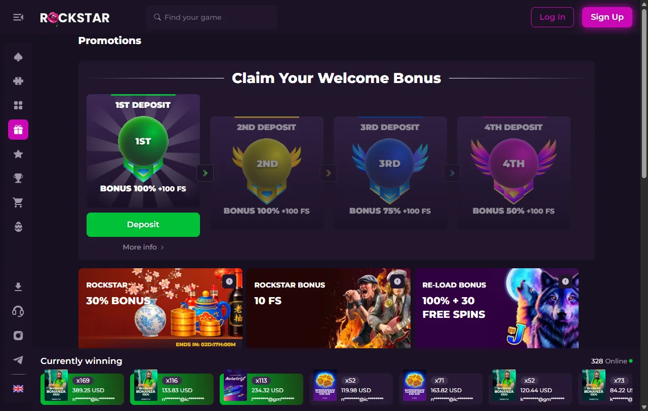 Rockstar Casino games and providers with broad entertainment options