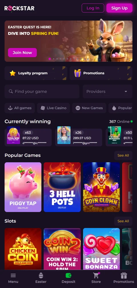 Rockstar Casino mobile access for players using phones in Canada