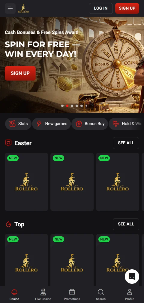 Rollero Casino mobile access for responsive play on phones