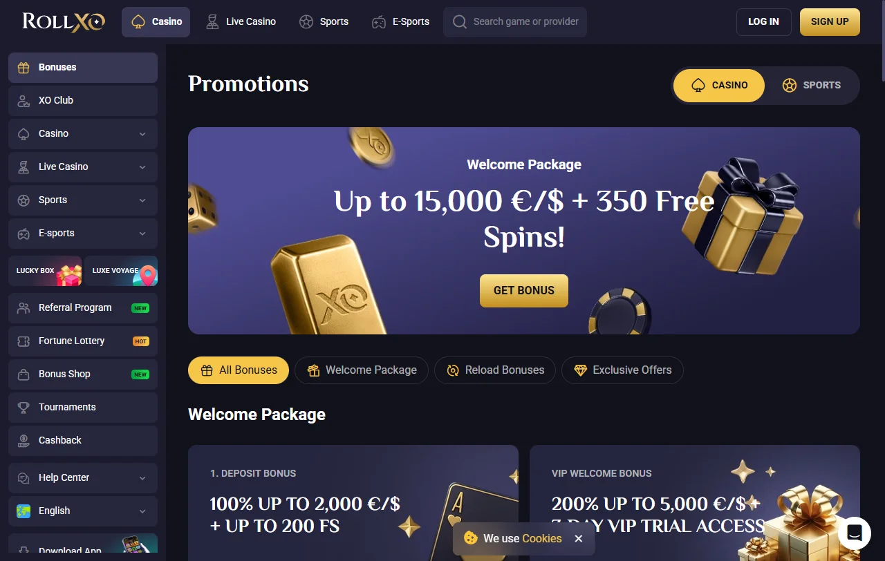 RollXo Casino welcome bonus and promotions analysis for Canadian users
