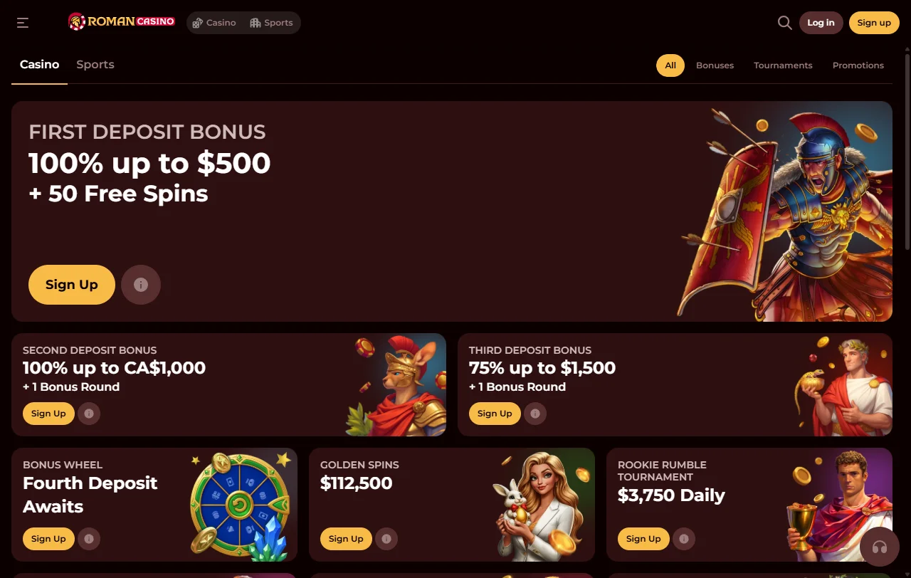Roman Casino games and providers overview with broad library context