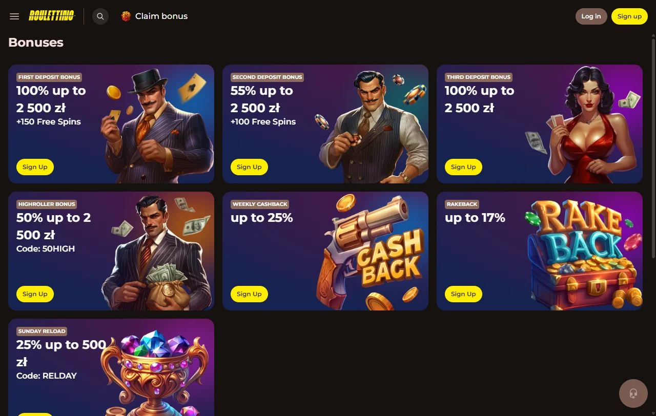 Roulettino Casino games library with slots and live tables