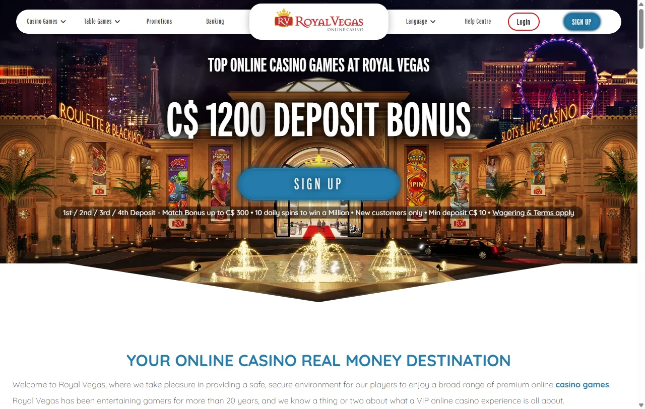 Royal Vegas Casino review covering AGCO licence, banking, and game variety