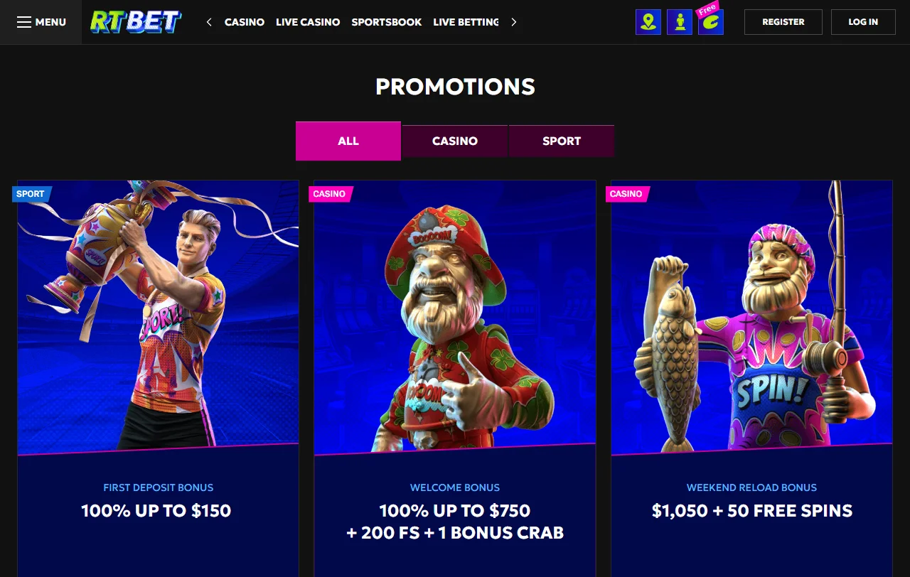 RTBet Casino bonus and promotions summary for first-time players
