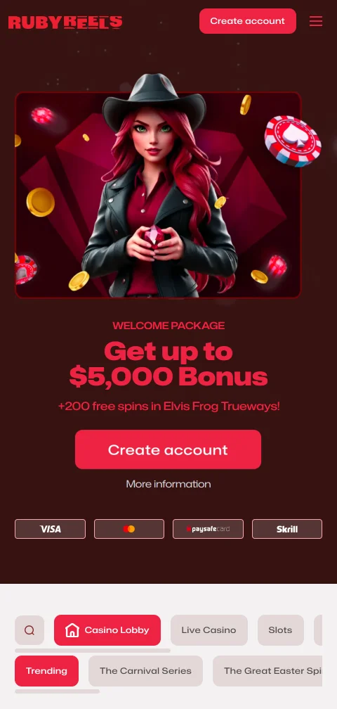 Ruby Reels Casino mobile access and browser play for Canadians