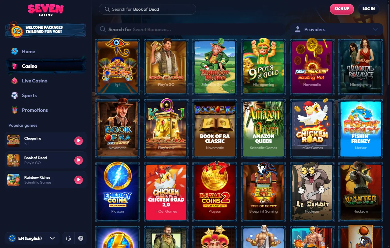 Seven Casino games, live tables, and provider mix overview