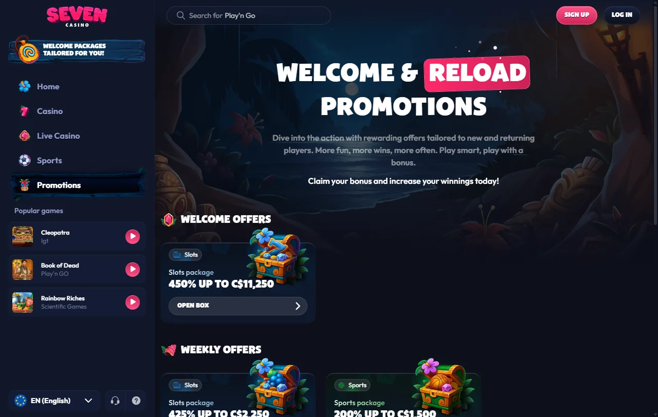 Seven Casino bonus terms and welcome offer comparison