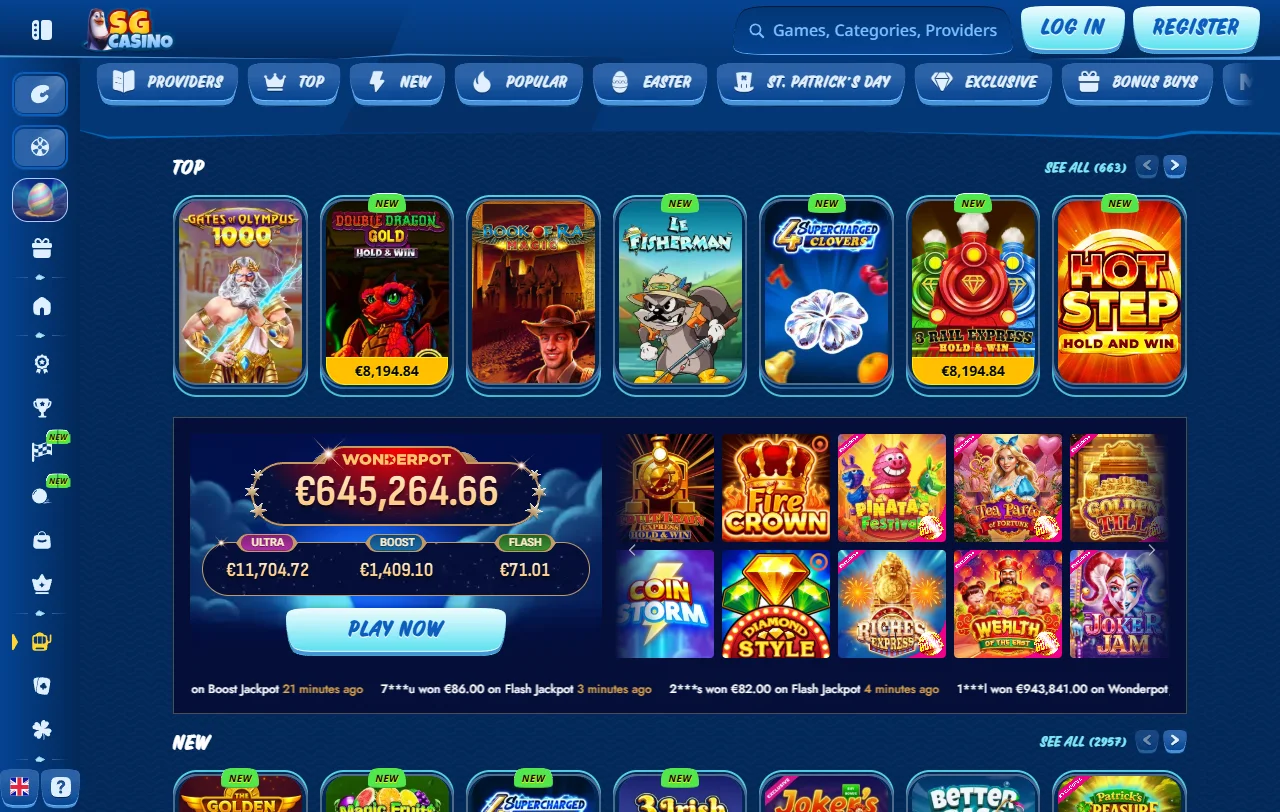 SG Casino welcome bonus details and promotional structure