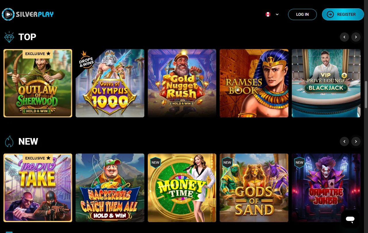 SilverPlay Casino games and provider selection overview