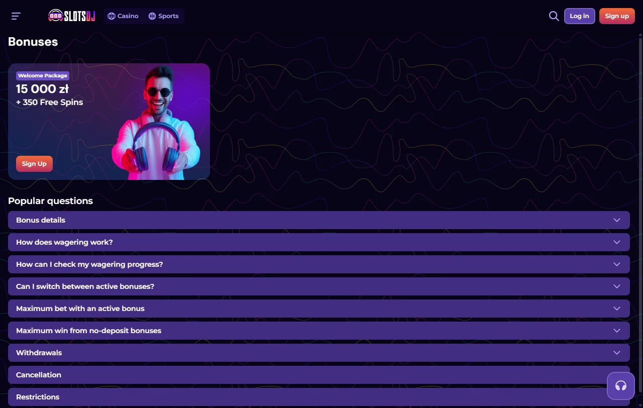 SlotsDJ Casino bonus terms and welcome offer overview