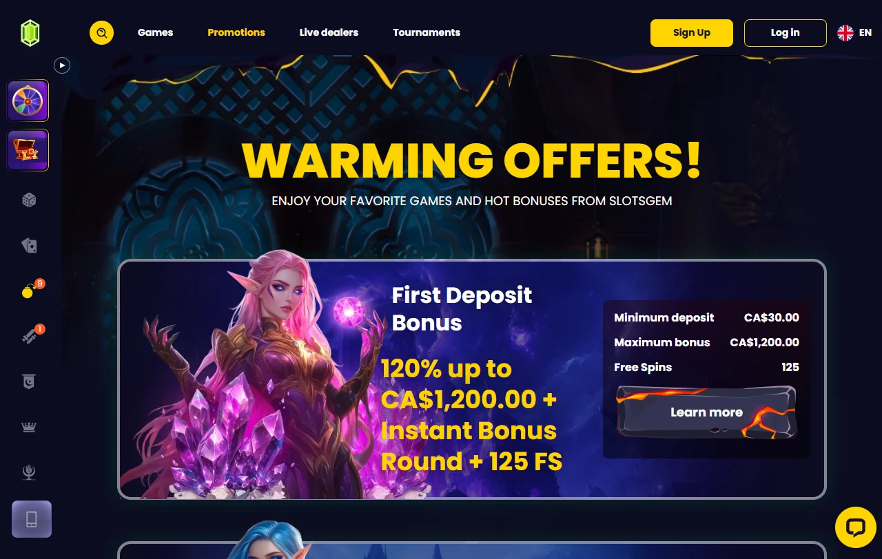 Slotsgem Casino slots, live tables and software provider coverage