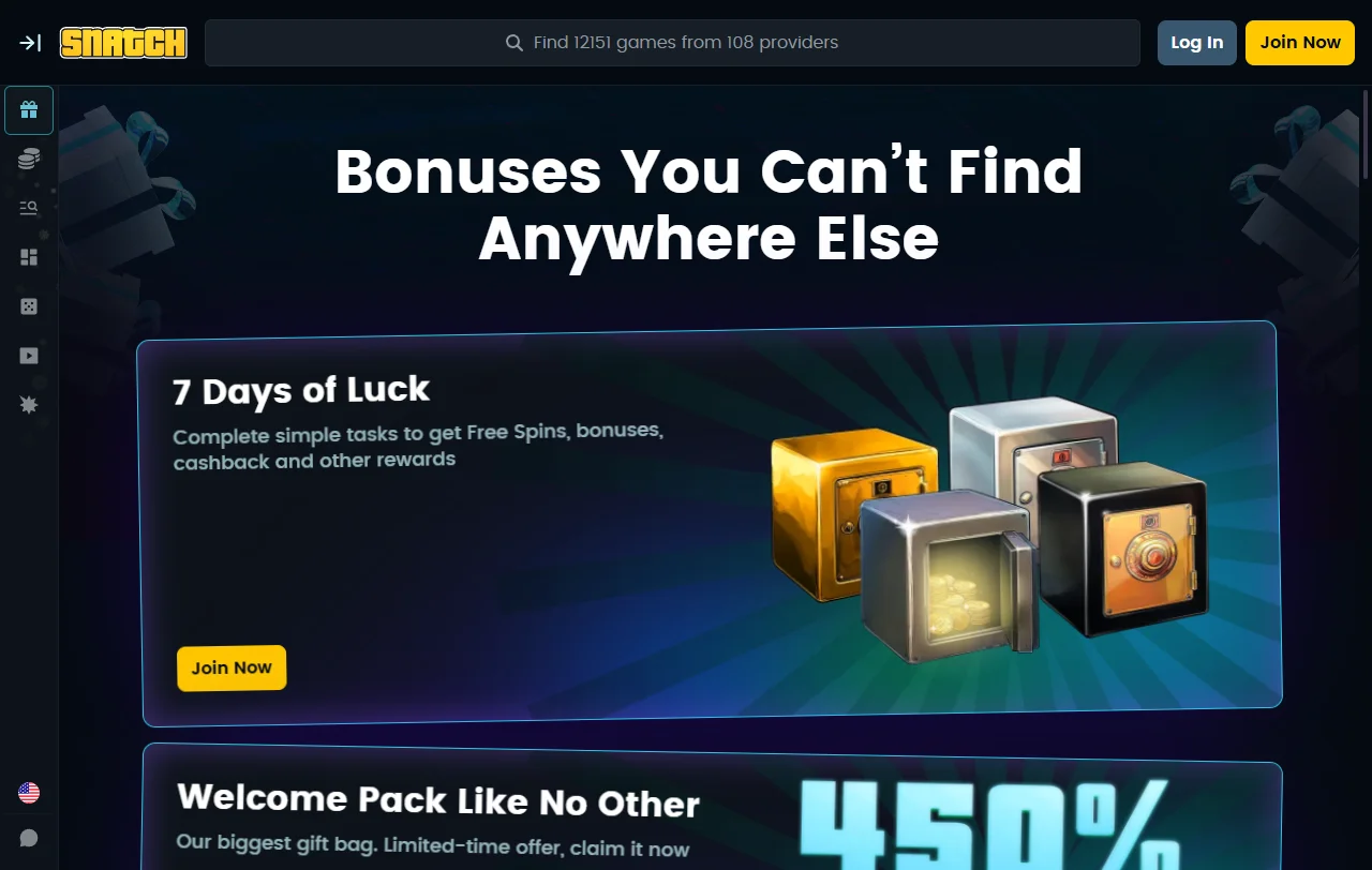 Snatch Casino bonuses and welcome offer terms for Canada players