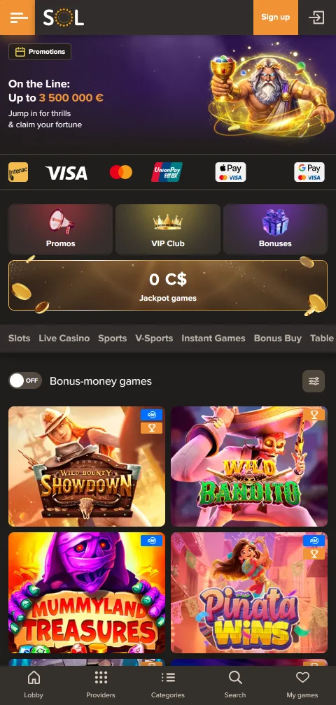 Sol Casino deposits withdrawals and payment methods overview