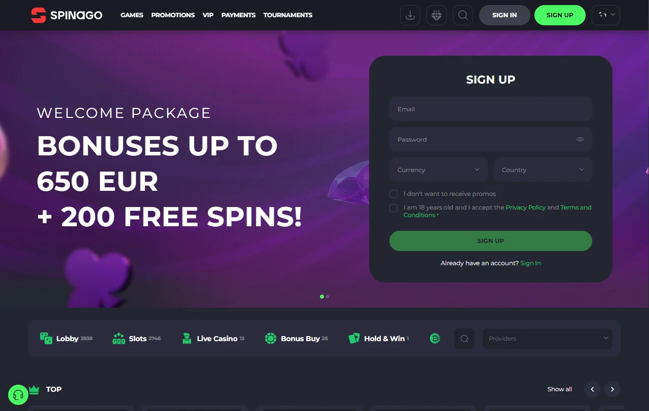 Spinago Casino review for Canada players and platform analysis