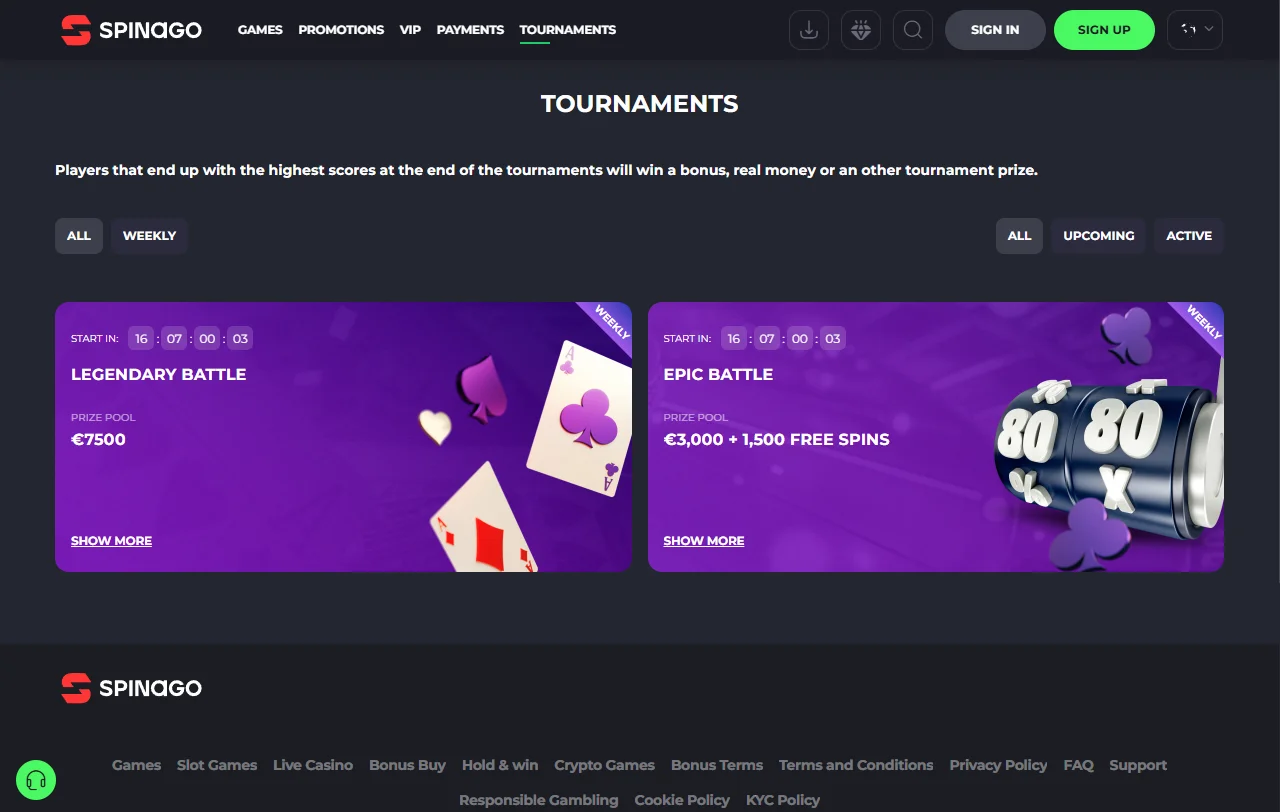 Spinago Casino welcome bonus and promotional terms overview
