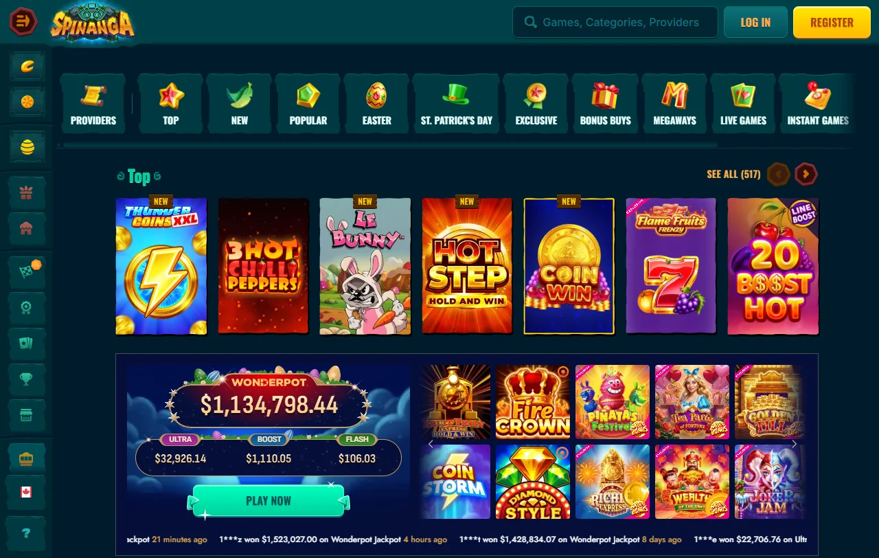 Spinanga Casino bonus terms and welcome offer details for Canada