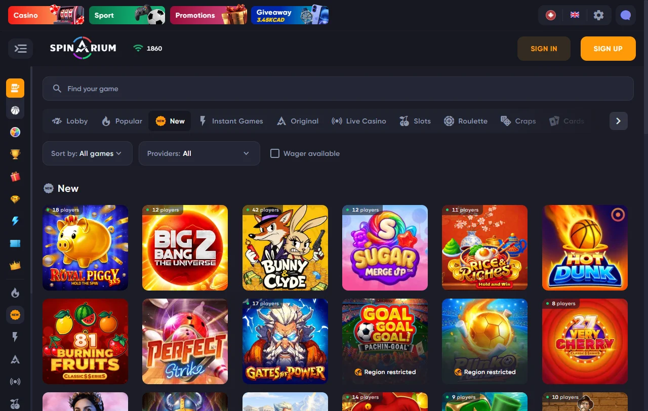 Spinarium Casino bonus overview for Canada players and terms