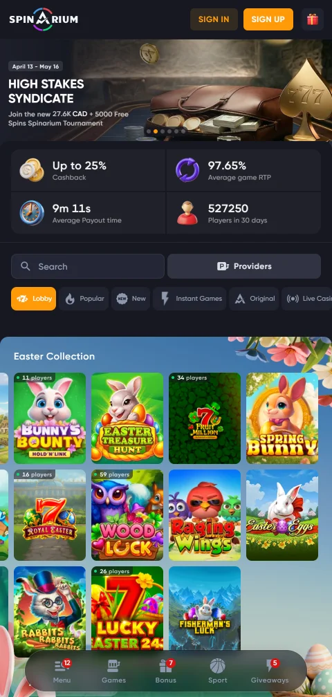 Spinarium Casino mobile access for smartphone play and compatibility