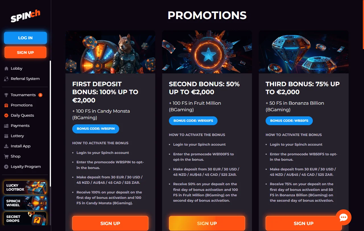 Spinch Casino games and software providers analysed for Canada
