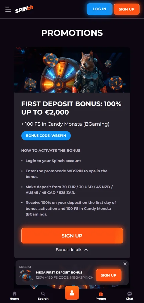 Spinch Casino deposits withdrawals and payment methods overview