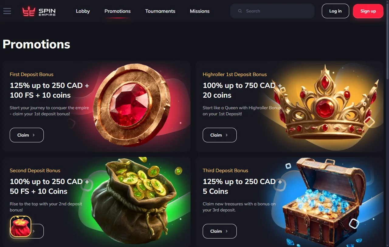 SpinEmpire Casino game selection and provider coverage for Canadian readers