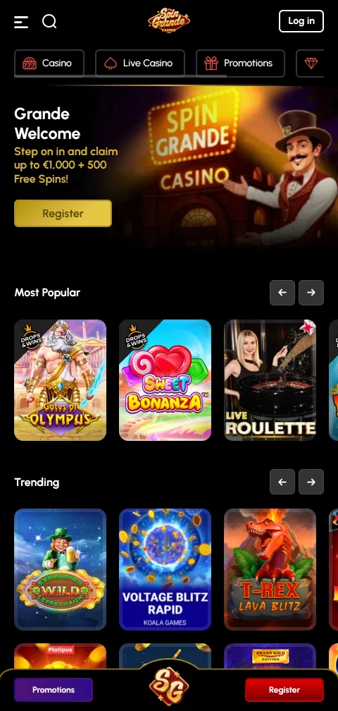 SpinGrande Casino mobile access and browser-based play for Canadian users