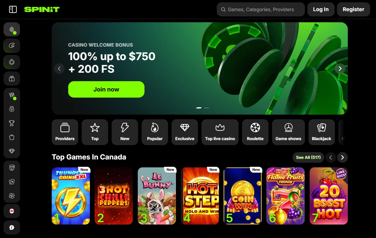 Spinit Casino review covering platform features for Canada players