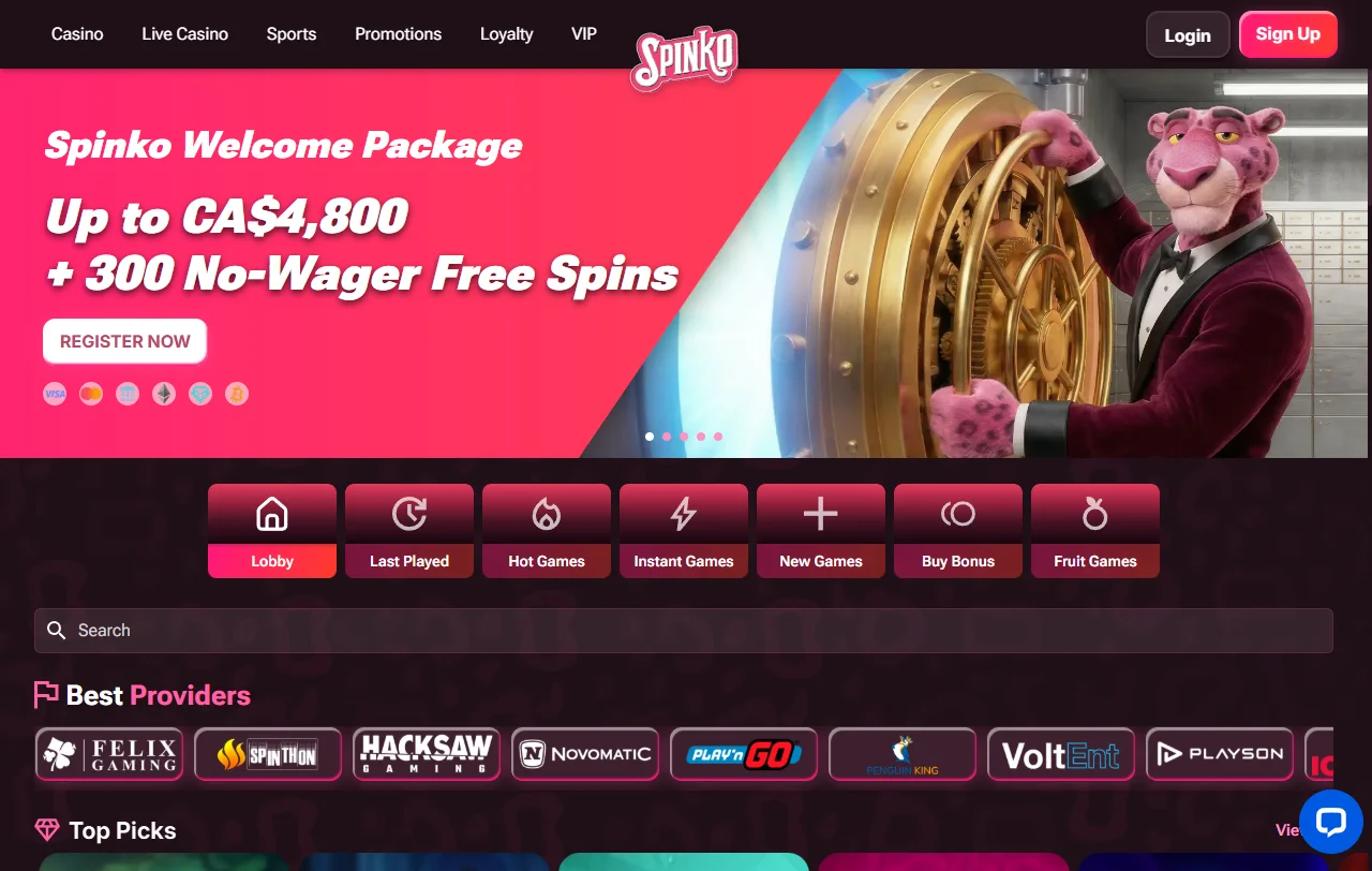 Spinko Casino review for Canada players with licence and banking context