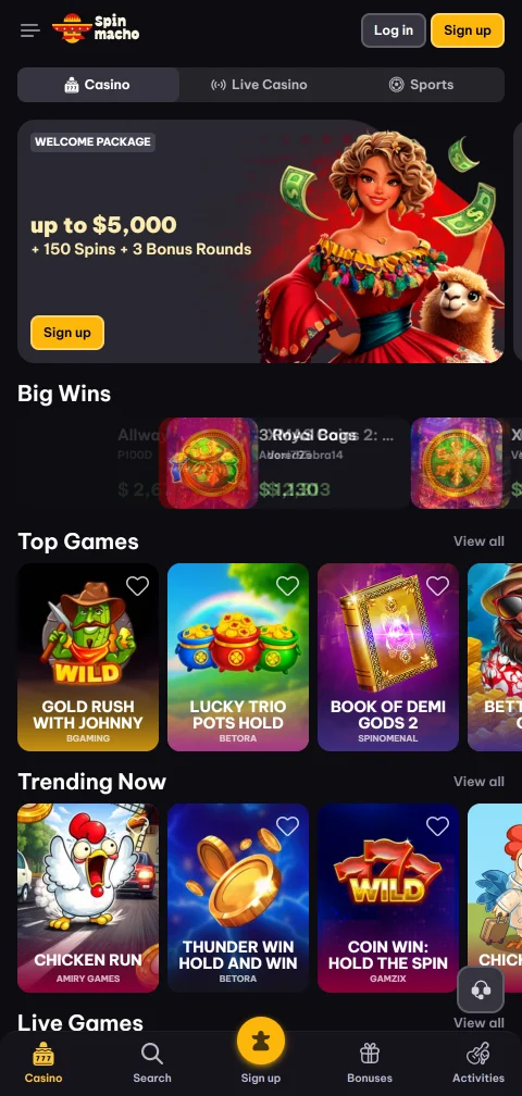 Spinmacho Casino mobile access and browser play on Canadian devices