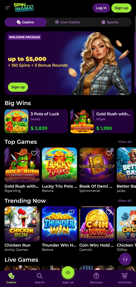 Spinmama Casino mobile play for smartphones and browsers
