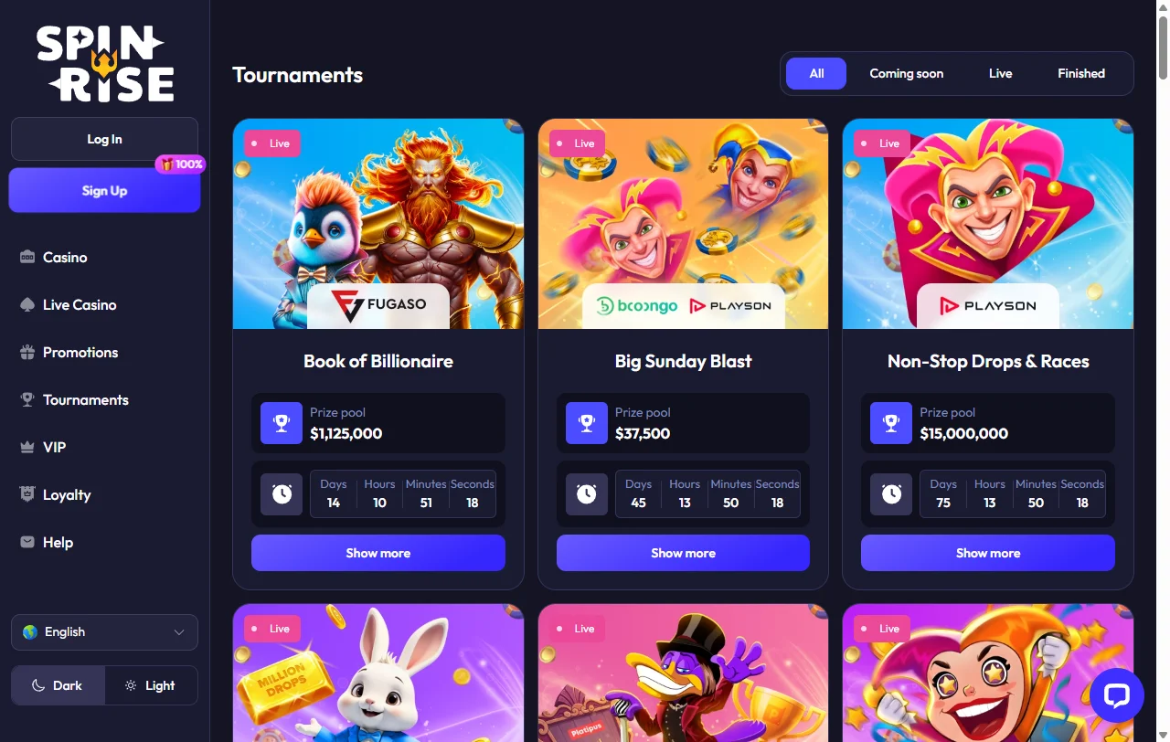 Spinrise Casino bonuses, offers, and promotion structure overview