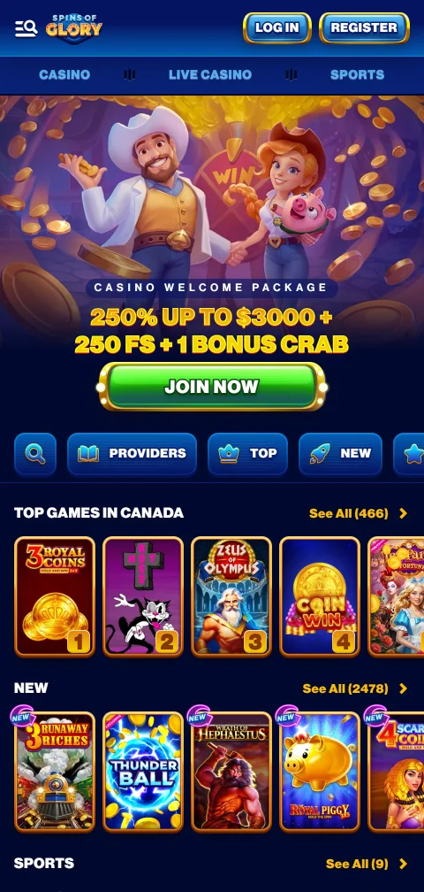 Spins of Glory Casino mobile access for Canadian players