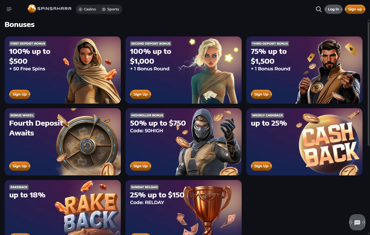 SpinSahara Casino games, slots and live dealer selection