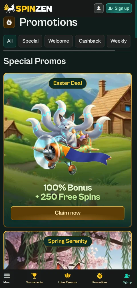 Spinzen Casino deposits, withdrawals, and payment options for Canada