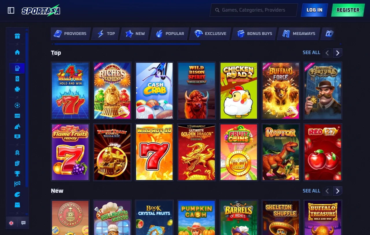 Sportaza Casino games and providers coverage for Canadian readers
