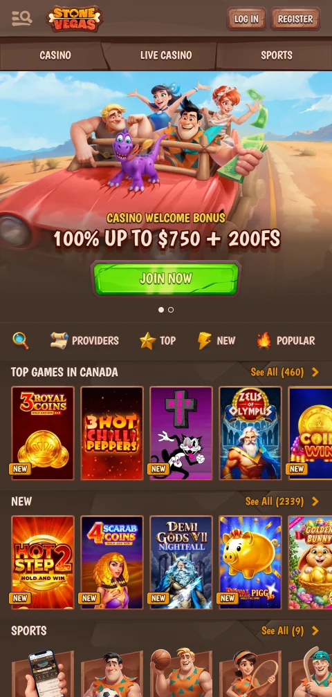 StoneVegas Casino mobile access and browser play for Canada players