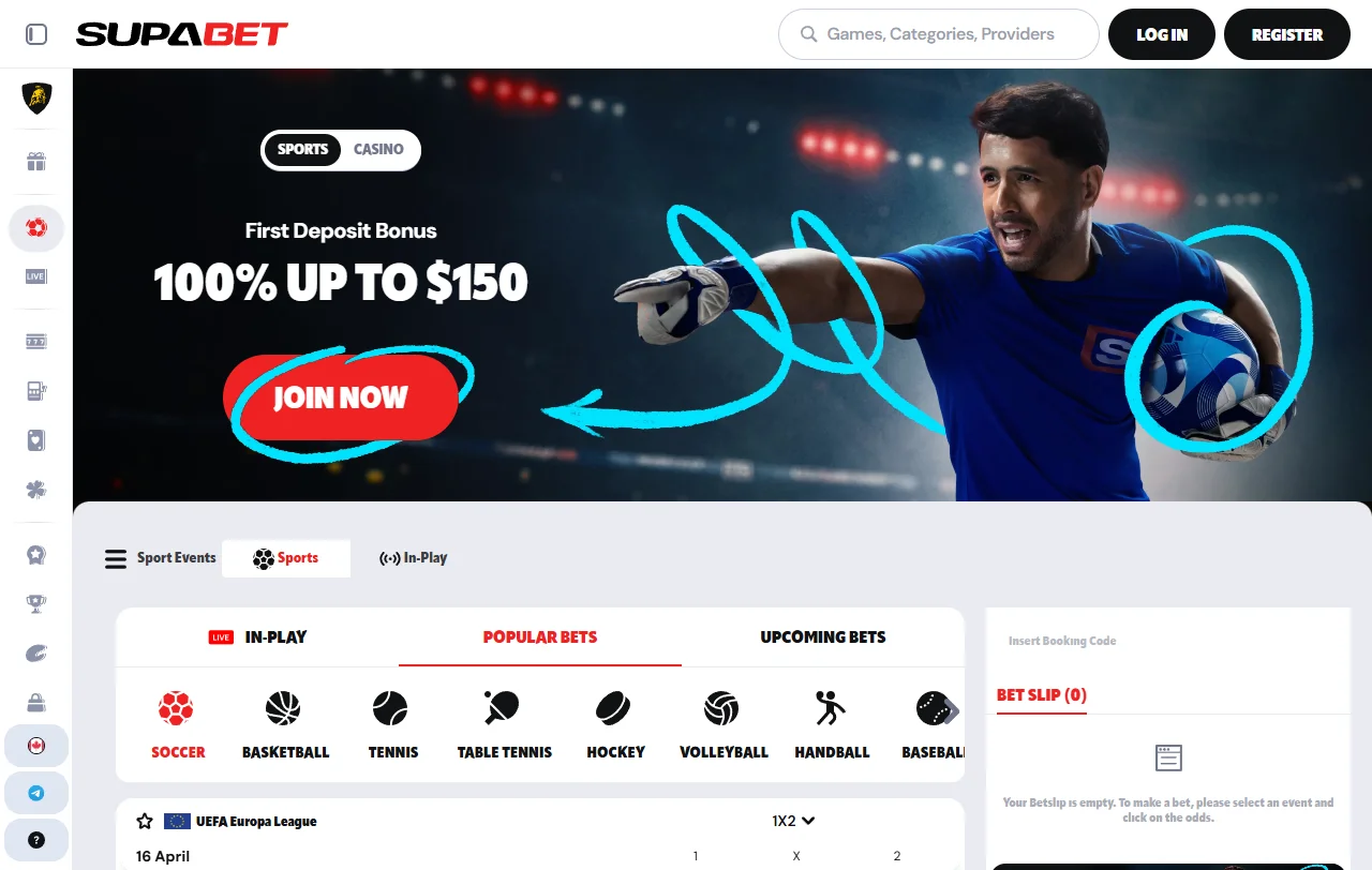Supabet Casino games overview with slots, live tables, and providers