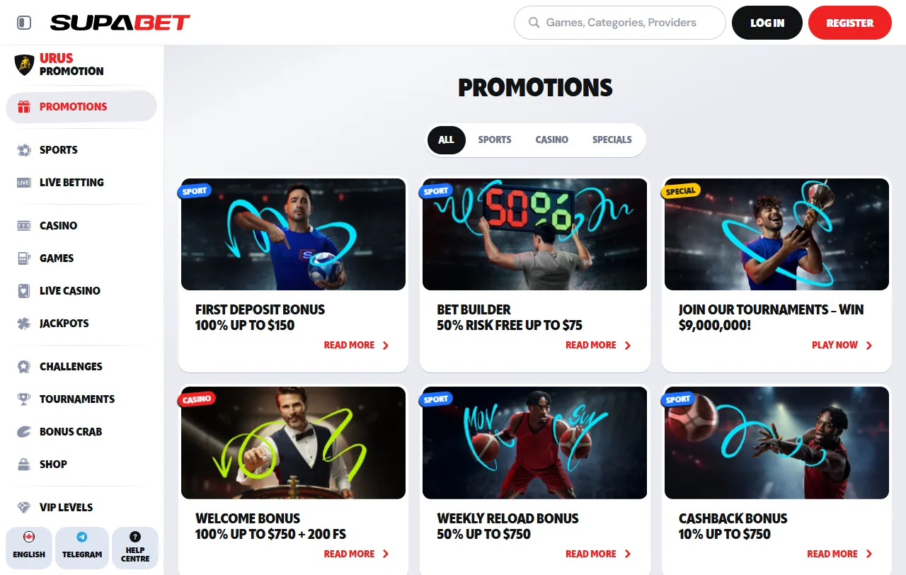 Supabet Casino bonuses and promotions summary for Canada players
