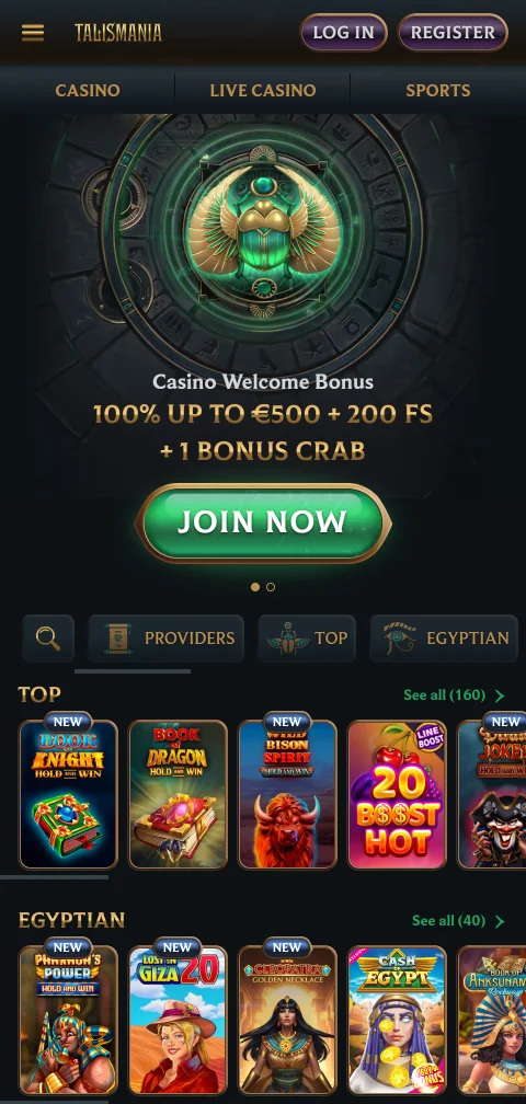 Talismania Casino mobile access on smartphone and tablet devices