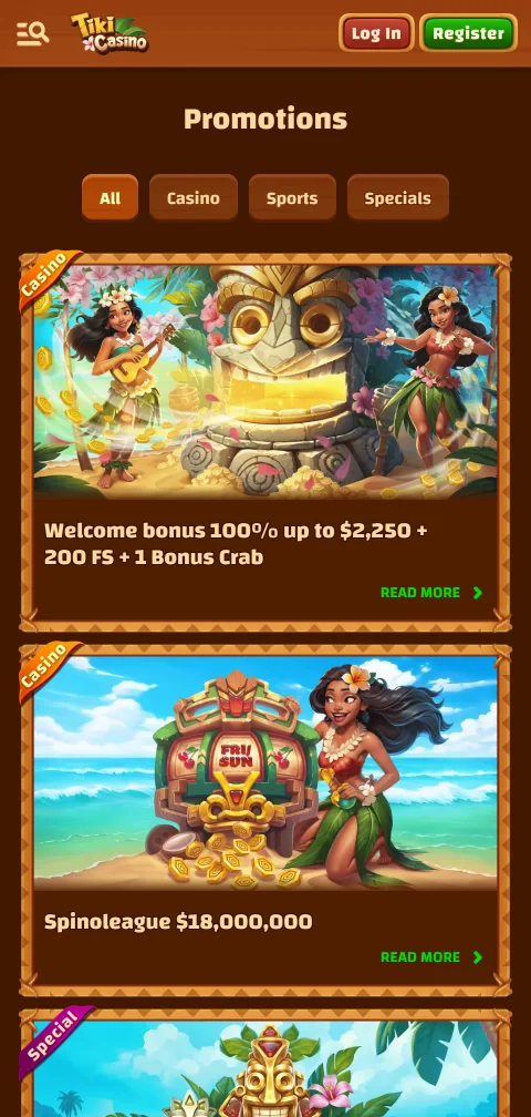 Tiki Casino deposits, withdrawals and banking methods for Canada