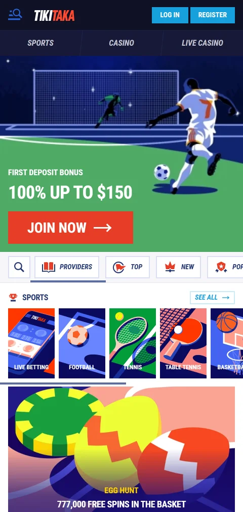 TikiTaka Casino mobile access and browser play details for Canada