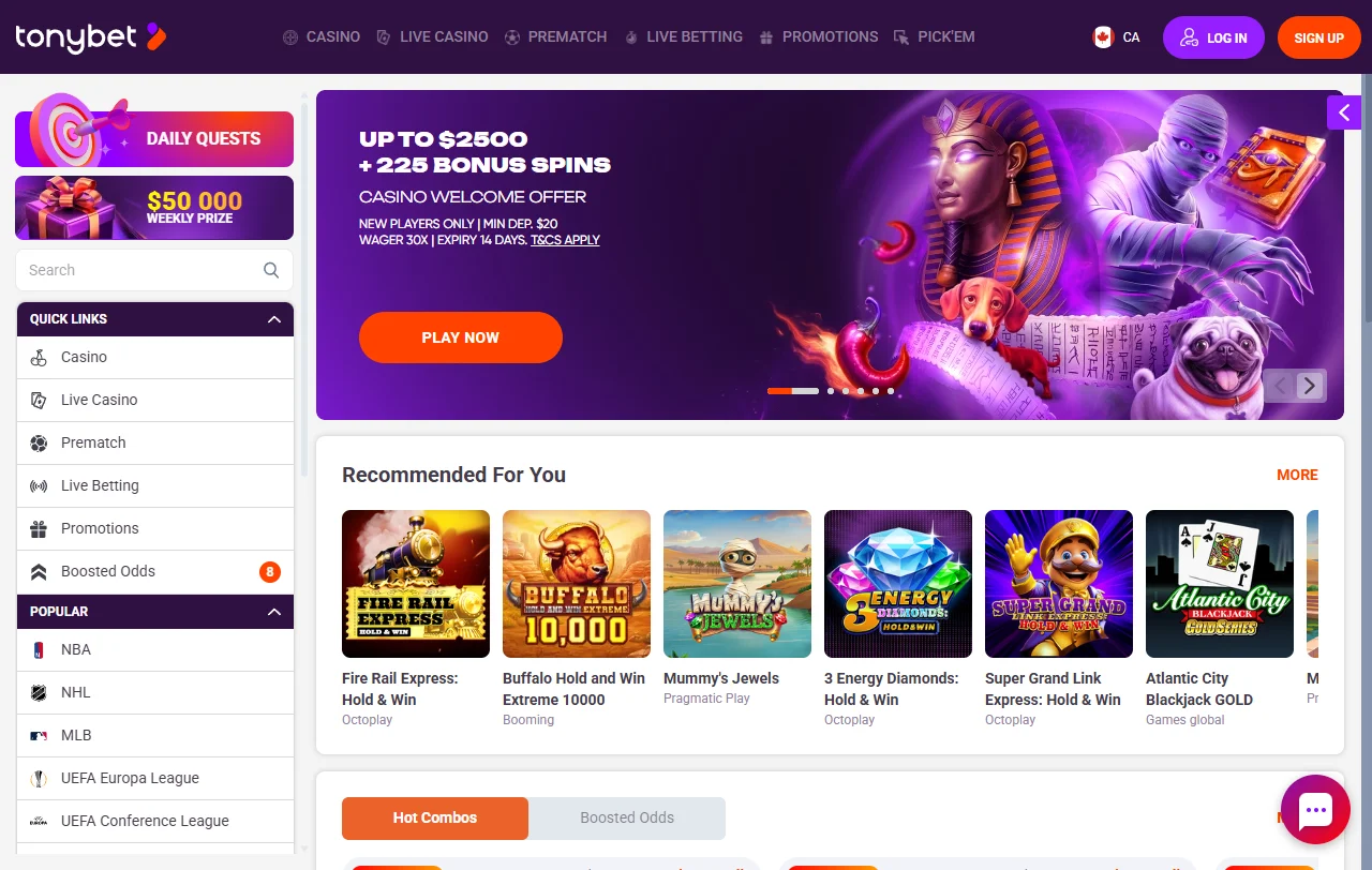 Tonybet Casino review with licensing, banking, and game coverage for Canada