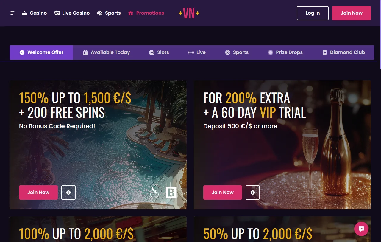 VegasNow Casino welcome offers and bonus terms overview
