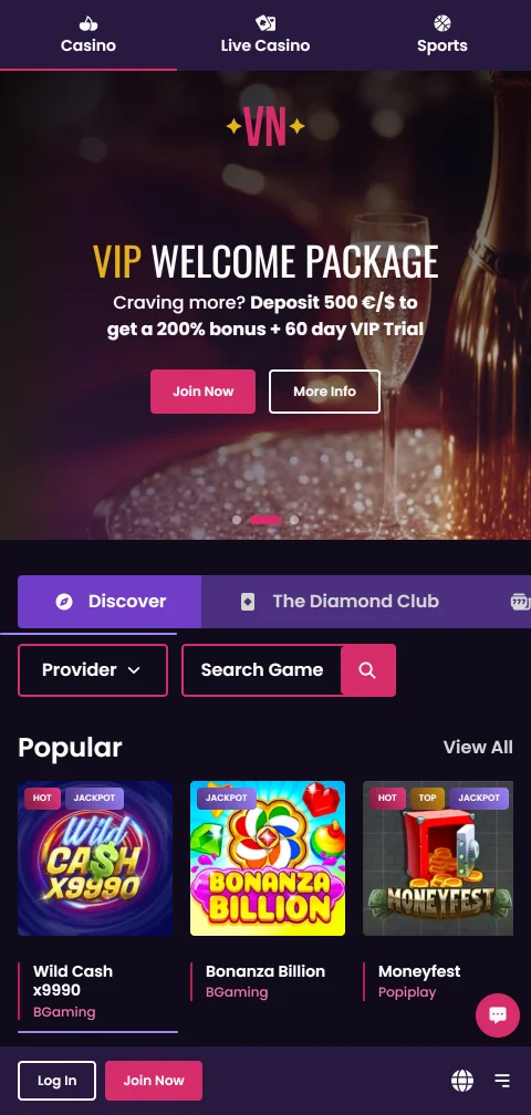 VegasNow Casino mobile access and smartphone compatibility