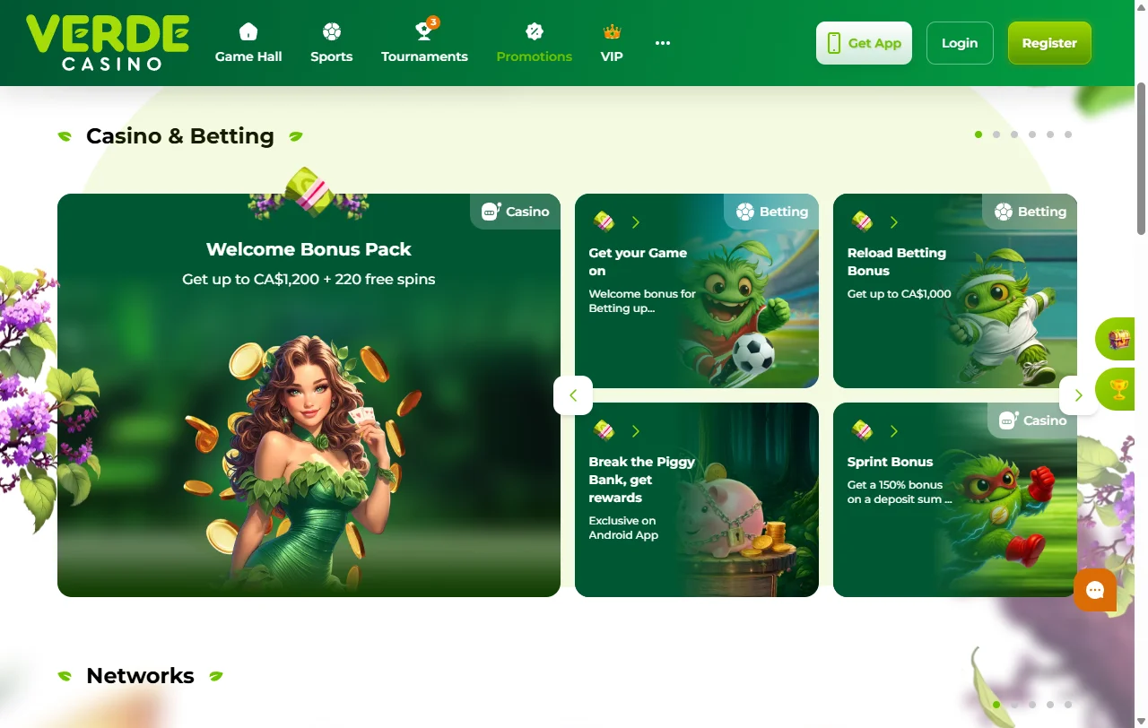 Verde Casino game library overview with slots, live tables, and providers