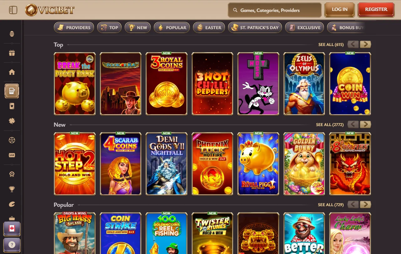 ViciBet Casino analysis of slots, live tables and providers