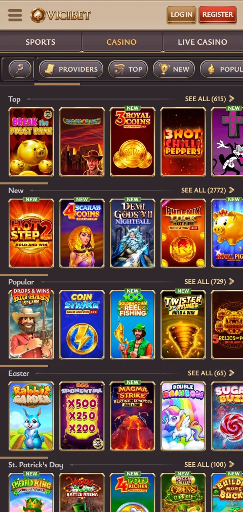 ViciBet Casino banking options including deposits and withdrawals