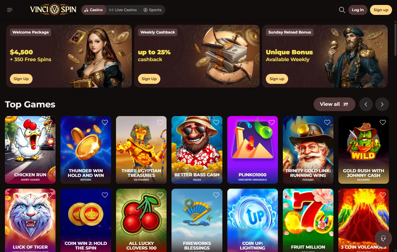 VinciSpin Casino bonus terms and welcome offer details