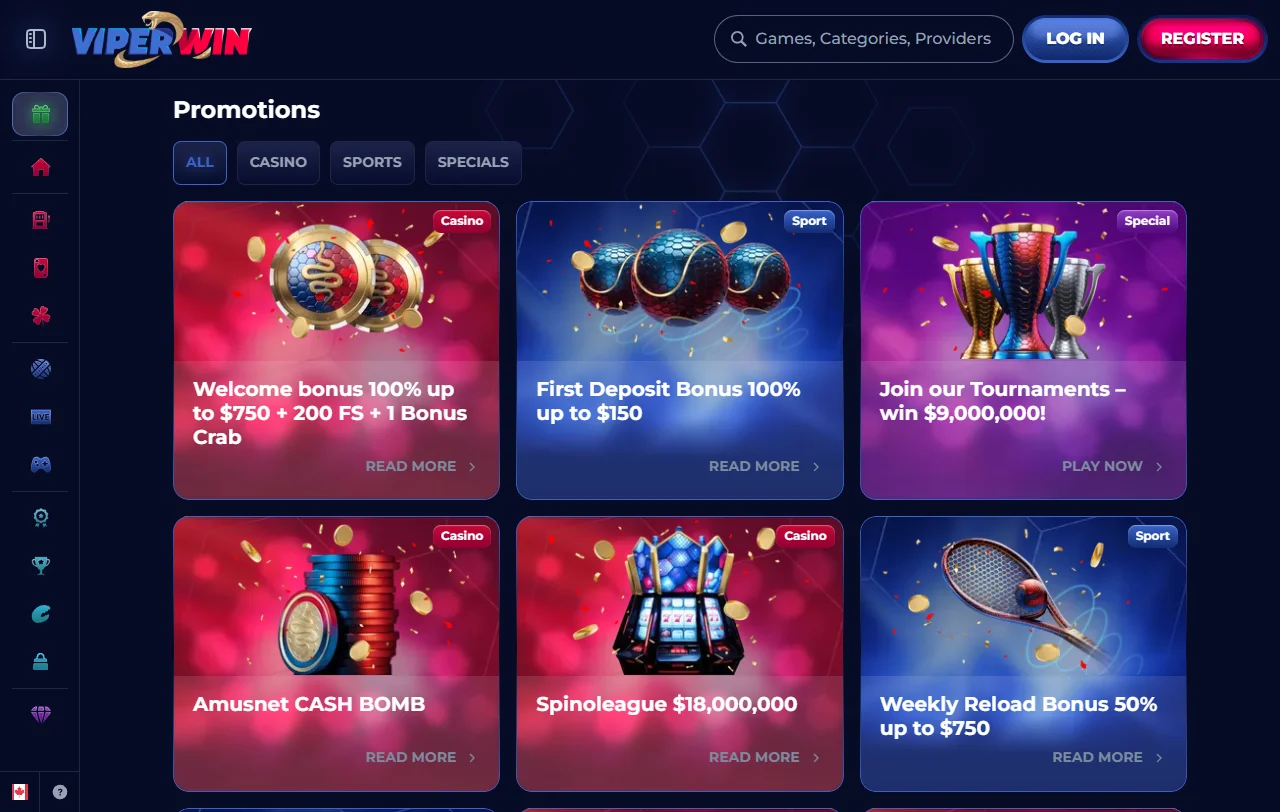 ViperWin Casino welcome bonuses and promotions overview