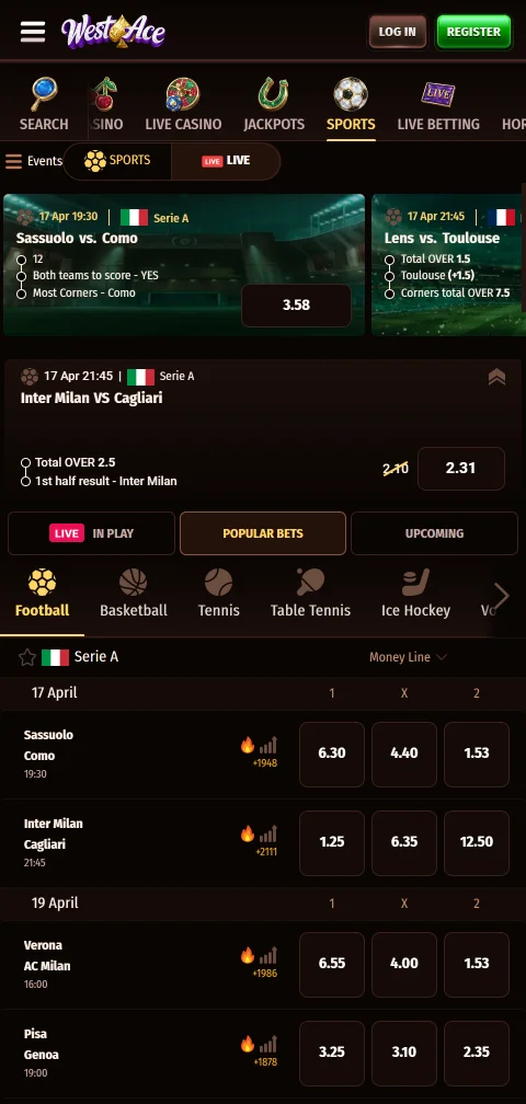 Westace Casino banking details for deposits, withdrawals, and processing